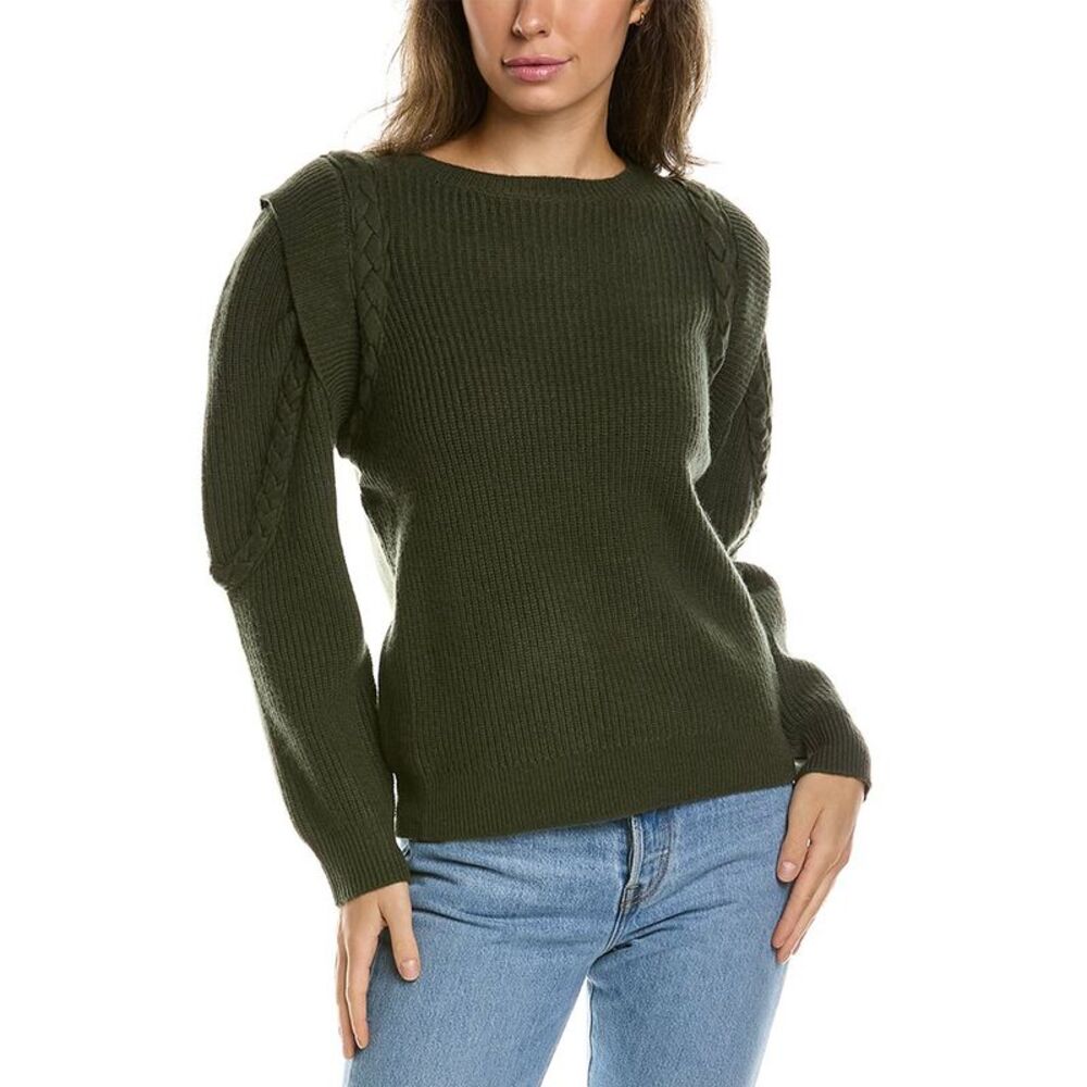 Lea & Viola Womens  Braided Wool & Cashmere-Blend Sweater, Green